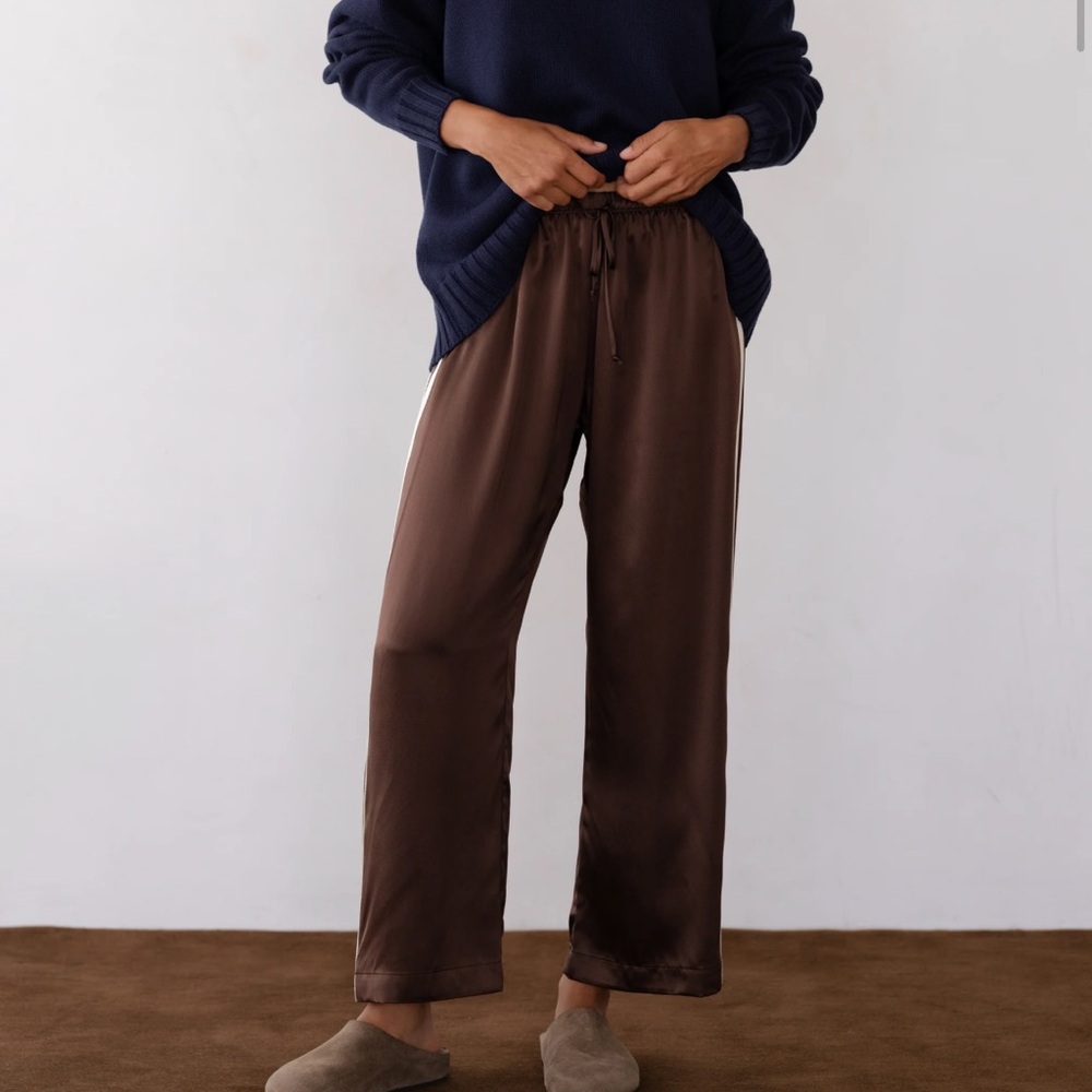 Donni Silk Stripe Crop Pant Espresso size S